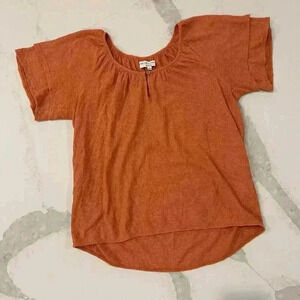Madewell Texture Thread Tiered Sleeve Top Orange Scoop Neck Women's Small Boho